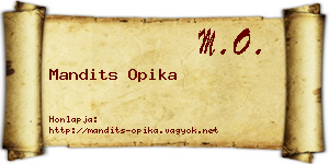 Mandits Opika névjegykártya